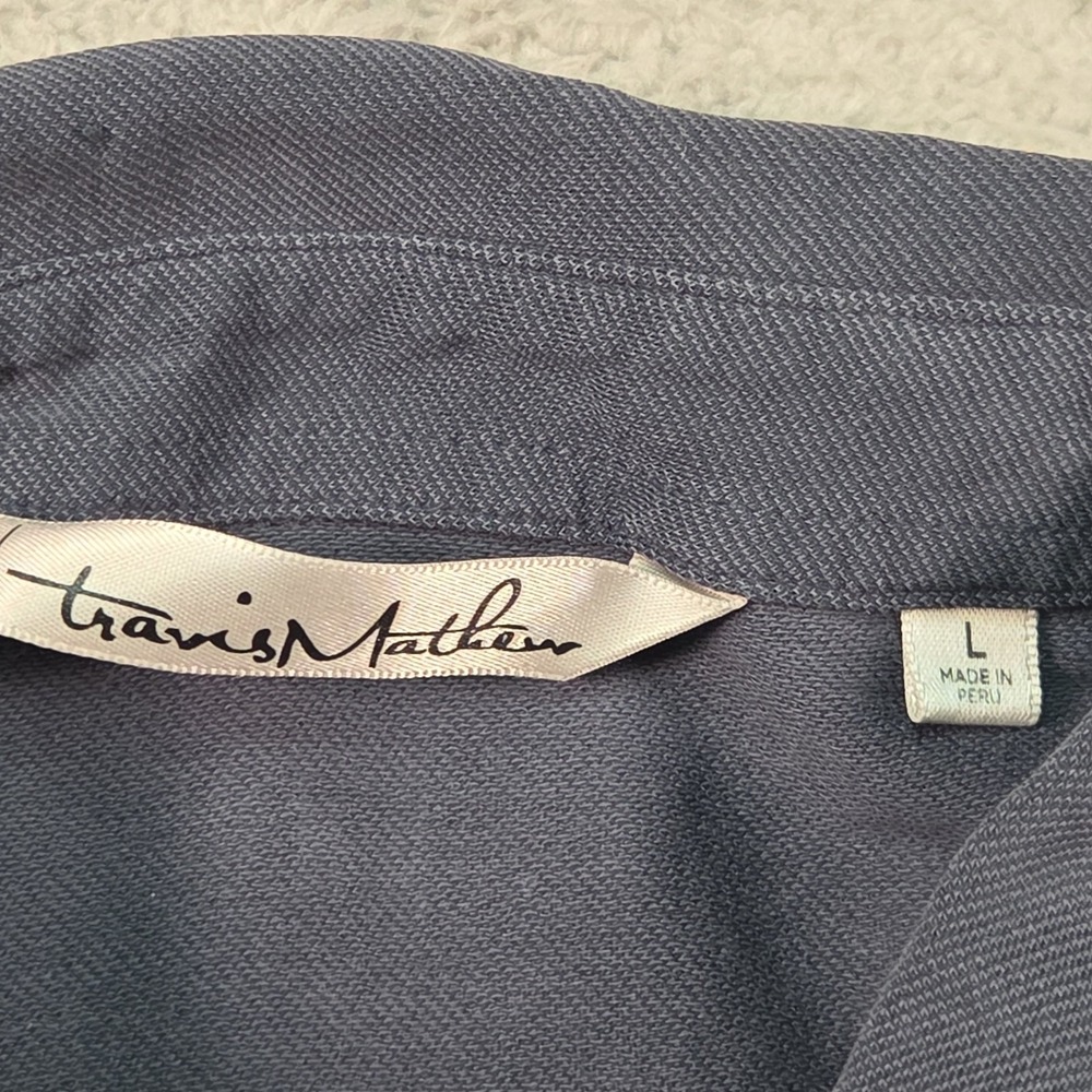 Travis Mathew Shirt Mens L Golf Polo Grey Pima Stretch Preppy Performance Tennis - Picture 5 of 14